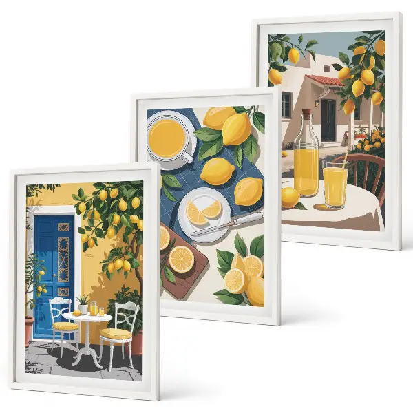 Patio Sun Limonade Bilder-3er-Set mit Rahmen