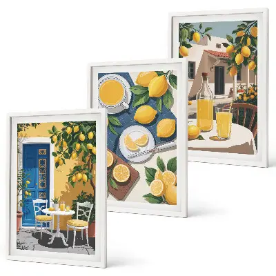 Patio Sun Limonade Bilder-3er-Set mit Rahmen