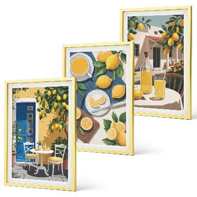 Patio Sun Limonade Bilder-3er-Set mit Rahmen