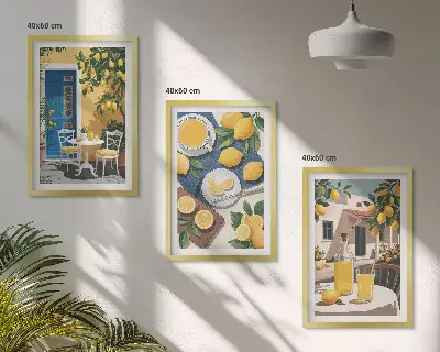 Patio Sun Limonade Bilder-3er-Set mit Rahmen
