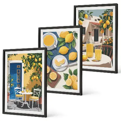 Patio Sun Limonade Bilder-3er-Set mit Rahmen