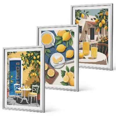 Patio Sun Limonade Bilder-3er-Set mit Rahmen