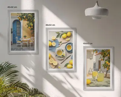 Gerahmtes Bilderset Zitronenlimonade und blaue Tür
