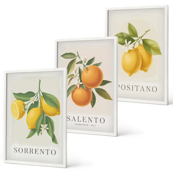 Gerahmtes Bilderset mit Amalfi Zitronen und Orangen