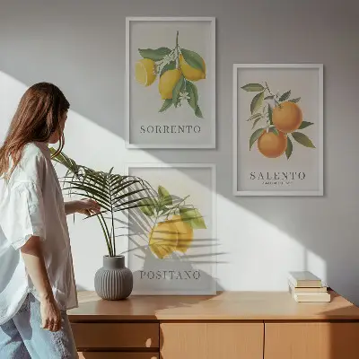 Gerahmtes Bilderset mit Amalfi Zitronen und Orangen