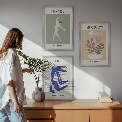 Gerahmtes bilderset Matisses stilvolle Pflanzenfiguren