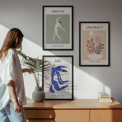 Gerahmtes bilderset Matisses stilvolle Pflanzenfiguren
