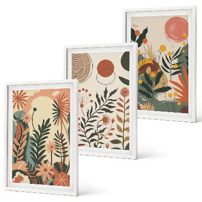 Gerahmtes bilderset Vintage-Pflanzenmuster in Pastellfarben