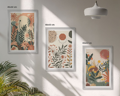 Gerahmtes bilderset Vintage-Pflanzenmuster in Pastellfarben