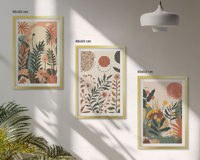 Gerahmtes bilderset Vintage-Pflanzenmuster in Pastellfarben