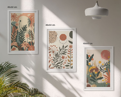 Gerahmtes bilderset Vintage-Pflanzenmuster in Pastellfarben