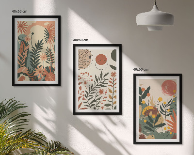 Gerahmtes bilderset Vintage-Pflanzenmuster in Pastellfarben
