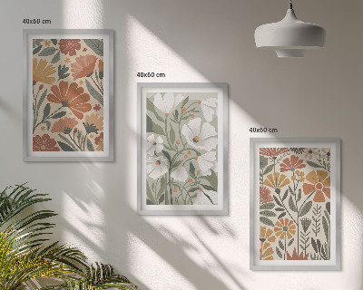 Gerahmtes bilderset Blumenmuster in Orange und Grün