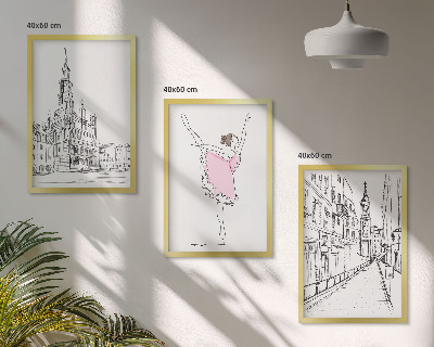 Gerahmtes bilderset Stilvolle Ballerinen und Architektur
