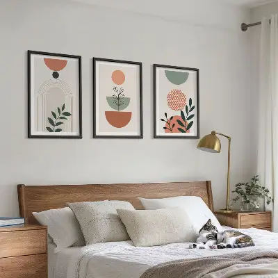 Bilderset mit Pflanzenmotiven gerahmt, in modernem Design