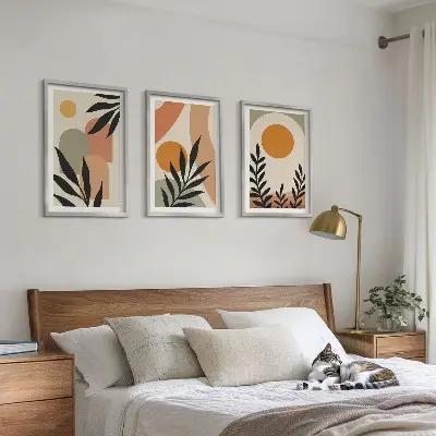 Abstrakte Pflanzenformen Bilder-3er-Set mit Rahmen