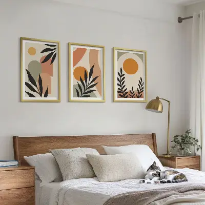 Abstrakte Pflanzenformen Bilder-3er-Set mit Rahmen