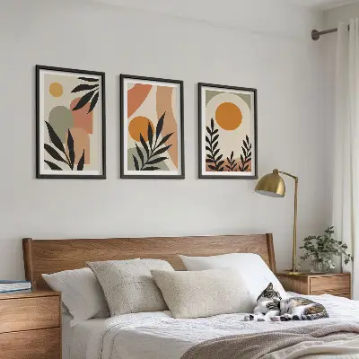 Abstrakte Pflanzenformen Bilder-3er-Set mit Rahmen