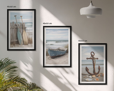 Gerahmtes bilderset Strandbootanker Sand