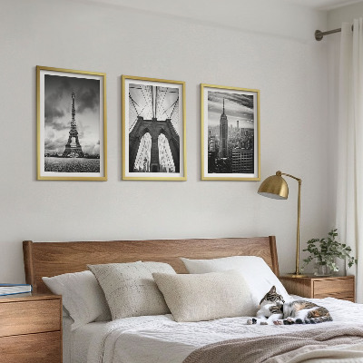 Bilder-3er-set mit rahmen Monochromatische Brückentürme