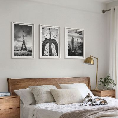 Bilder-3er-set mit rahmen Monochromatische Brückentürme