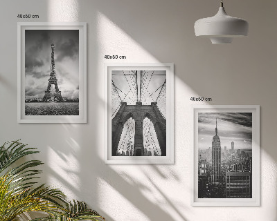 Bilder-3er-set mit rahmen Monochromatische Brückentürme