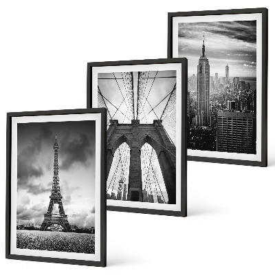 Bilder-3er-set mit rahmen Monochromatische Brückentürme
