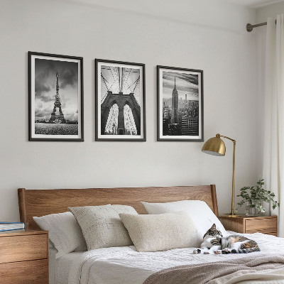 Bilder-3er-set mit rahmen Monochromatische Brückentürme