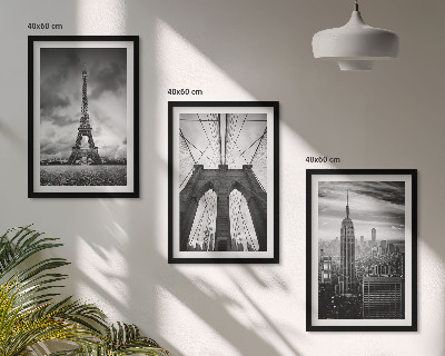 Bilder-3er-set mit rahmen Monochromatische Brückentürme