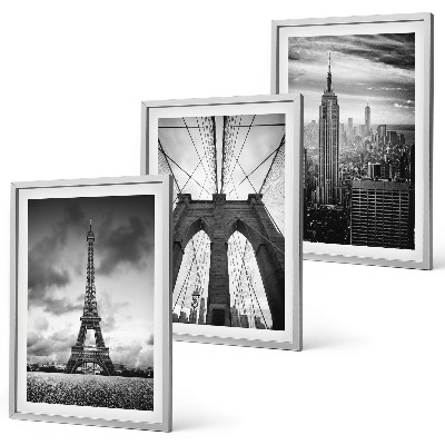 Bilder-3er-set mit rahmen Monochromatische Brückentürme