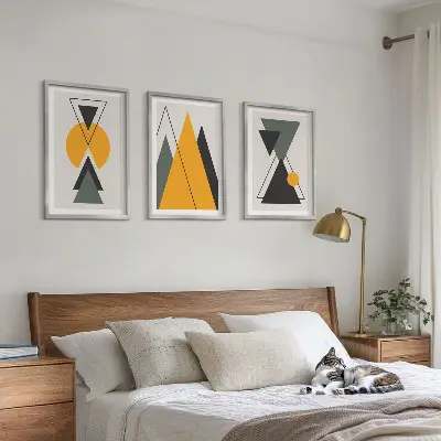 Abstrakte geometrische Formen 3er-Set Bilder mit Rahmen