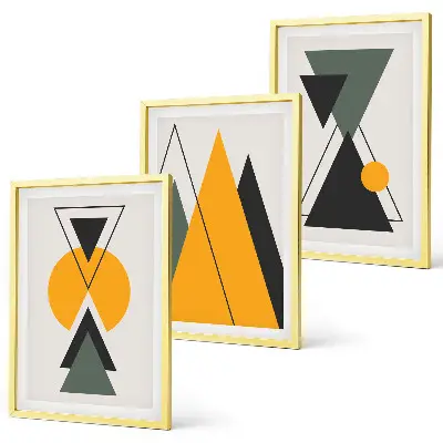 Abstrakte geometrische Formen 3er-Set Bilder mit Rahmen