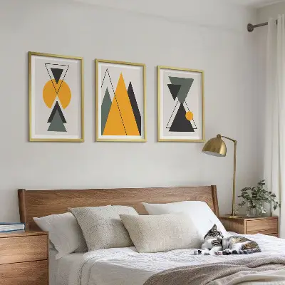 Abstrakte geometrische Formen 3er-Set Bilder mit Rahmen
