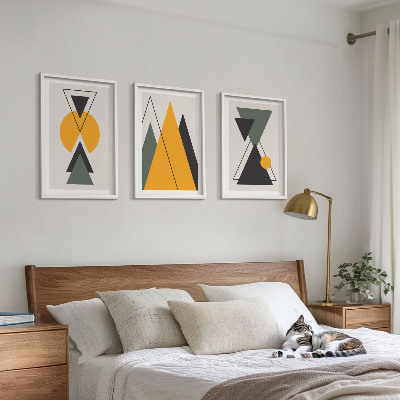 Bilder-3er-set mit rahmen Abstrakte geometrische Formen