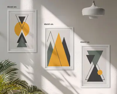 Abstrakte geometrische Formen 3er-Set Bilder mit Rahmen