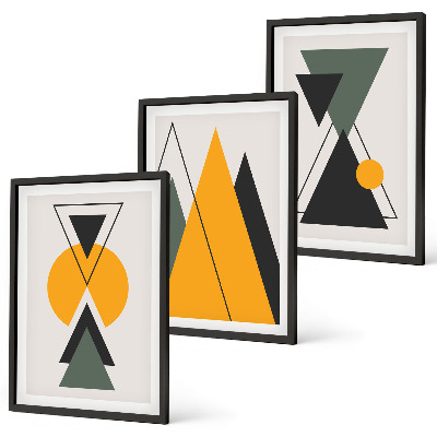 Bilder-3er-set mit rahmen Abstrakte geometrische Formen