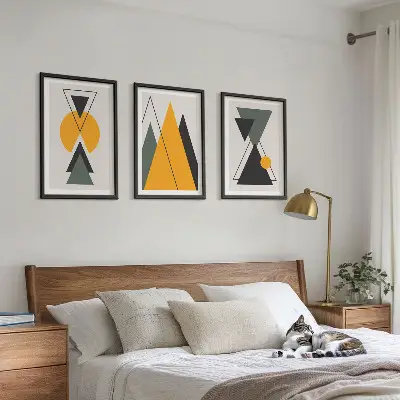 Abstrakte geometrische Formen 3er-Set Bilder mit Rahmen