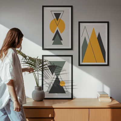 Bilder-3er-set mit rahmen Abstrakte geometrische Formen