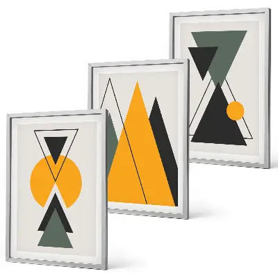 Abstrakte geometrische Formen 3er-Set Bilder mit Rahmen