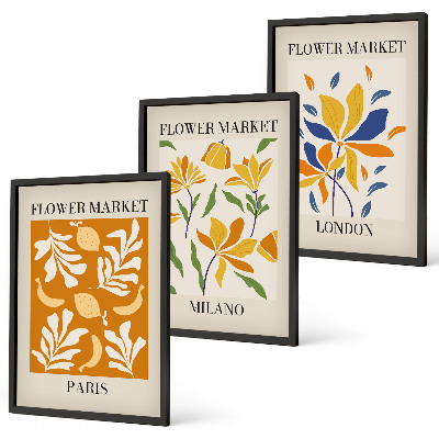 Gerahmtes bilderset Blumenposter Paris Mailand London
