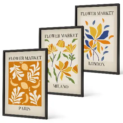 Gerahmtes Bilderset mit Postern von Paris, Mailand und London