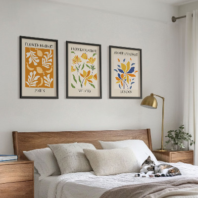 Gerahmtes bilderset Blumenposter Paris Mailand London