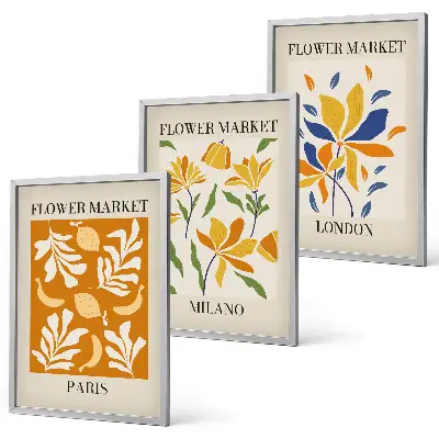 Gerahmtes Bilderset mit Postern von Paris, Mailand und London