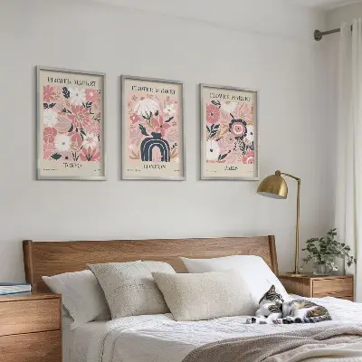 Gerahmtes Bilderset mit Blumenmotiven aus Tokio, London und Paris