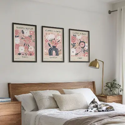 Gerahmtes Bilderset mit Blumenmotiven aus Tokio, London und Paris