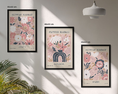 Gerahmtes bilderset Blumenmotive Tokio London Paris