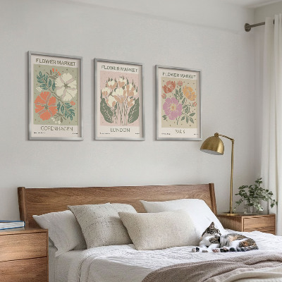 Bilder-3er-set mit rahmen Blumenposter Kopenhagen London Paris