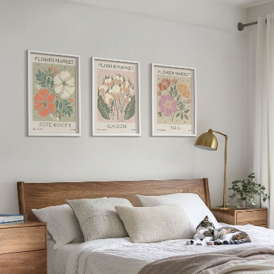 Bilder-3er-set mit rahmen Blumenposter Kopenhagen London Paris