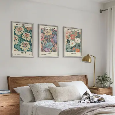 Blumenposter Tokio Paris London gerahmtes Bilderset