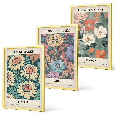 Gerahmtes bilderset Blumenposter Tokio Paris London